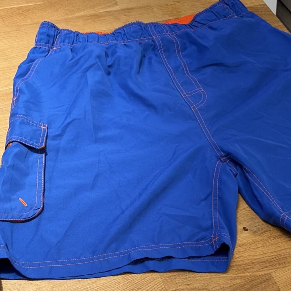 Sport Men's L Blue Solid Swim Trunks Board Shorts Mesh Lining